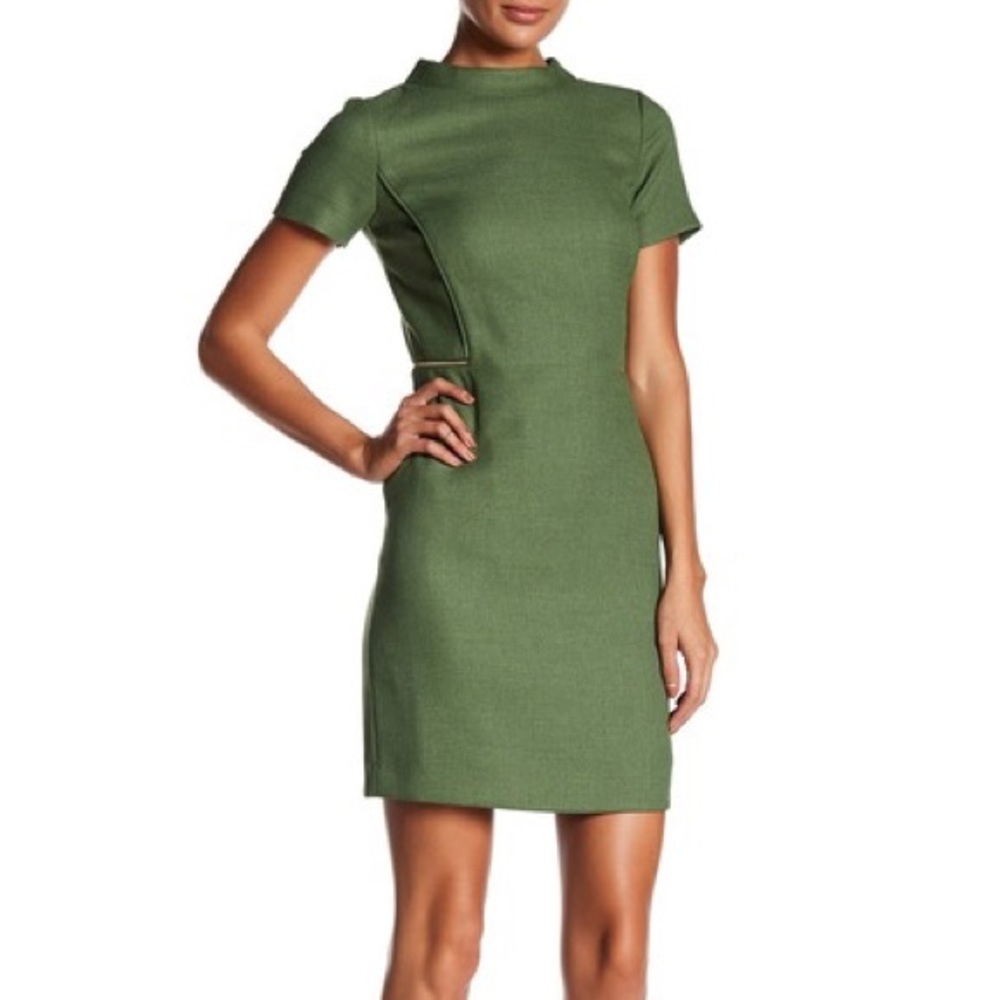 Tahari Short Sleeve Chevron Jacquard Knit Dress
